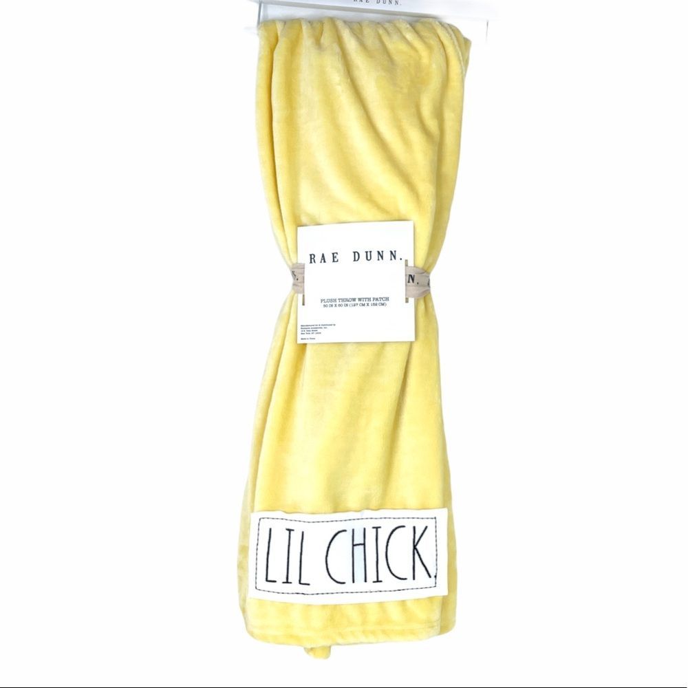 Rae Dunn Lil Chick Throw Blanket, Yellow, 50 x 60